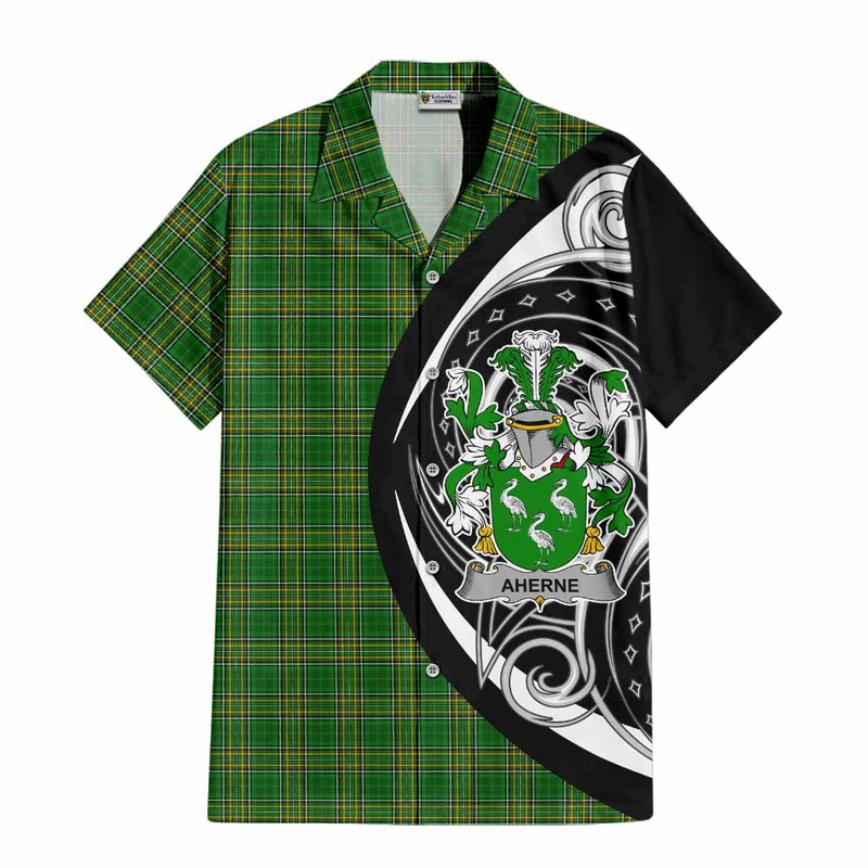 Aherne Irish Clan Short Sleeve Button Shirt Celtic Circle Style