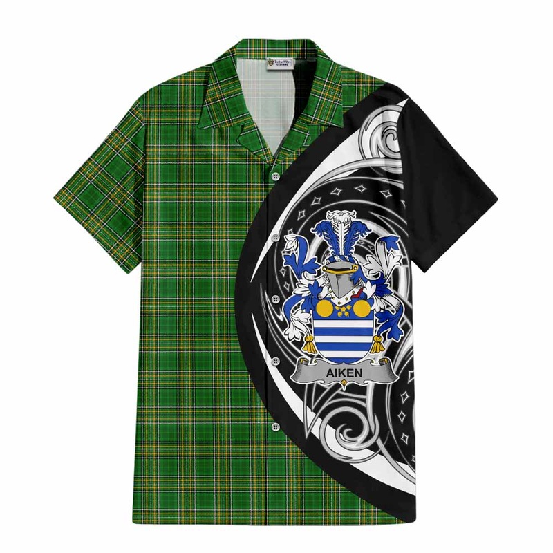 Aiken Irish Clan Short Sleeve Button Shirt Celtic Circle Style