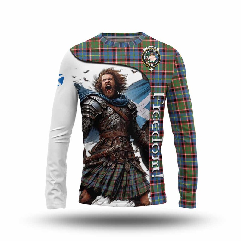 Aikenhead Crest Tartan Long Sleeve T-Shirt Inspired by the Freedom of Scottish Warrior