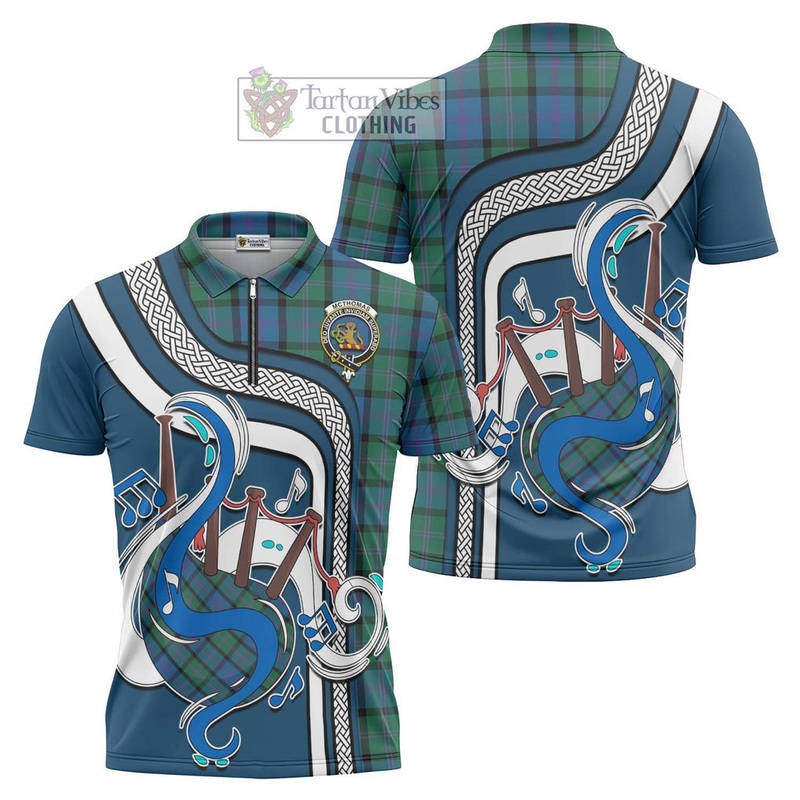 McThomas Tartan Zipper Polo Shirt with Epic Bagpipe Style