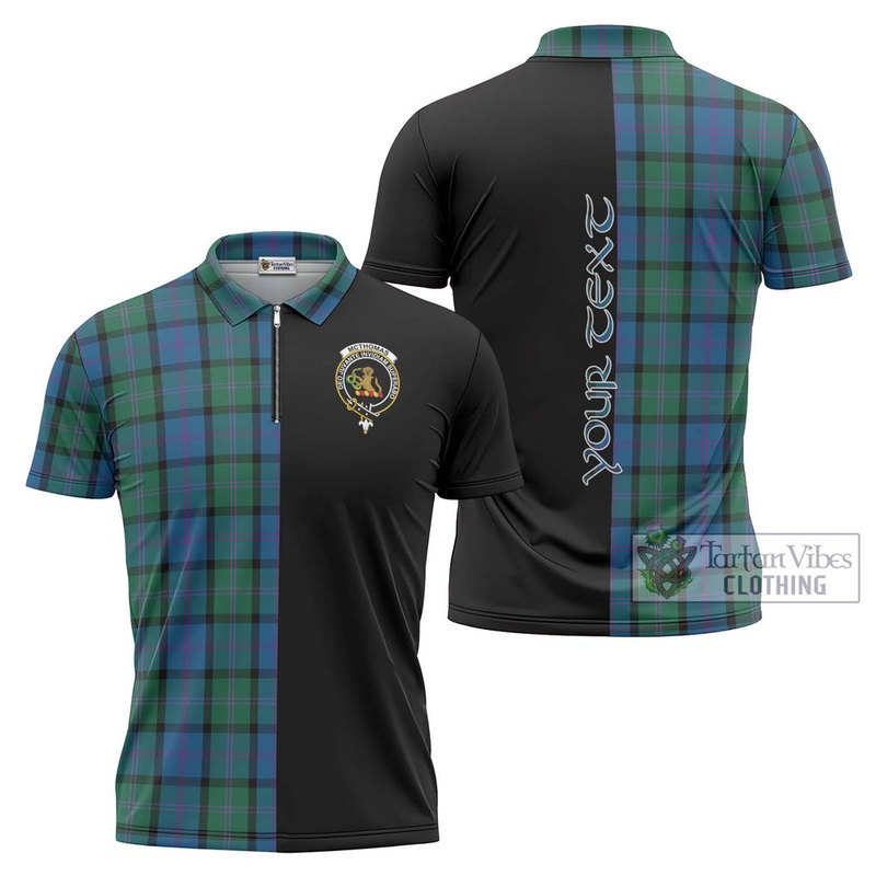 McThomas Tartan Zipper Polo Shirt with Family Crest and Half Of Me Style