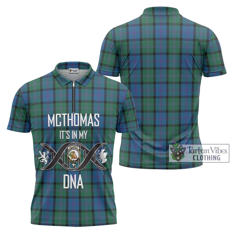 McThomas Tartan Zipper Polo Shirt with Family Crest DNA In Me Style
