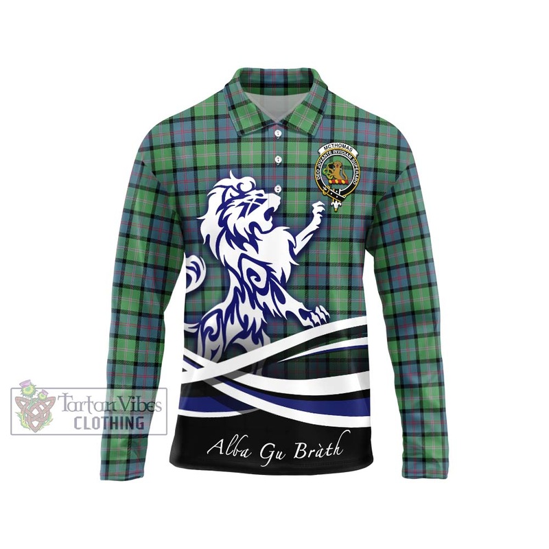 McThomas Ancient Tartan Long Sleeve Polo Shirt with Alba Gu Brath Regal Lion Emblem