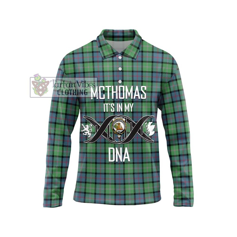 McThomas Ancient Tartan Long Sleeve Polo Shirt with Family Crest DNA In Me Style