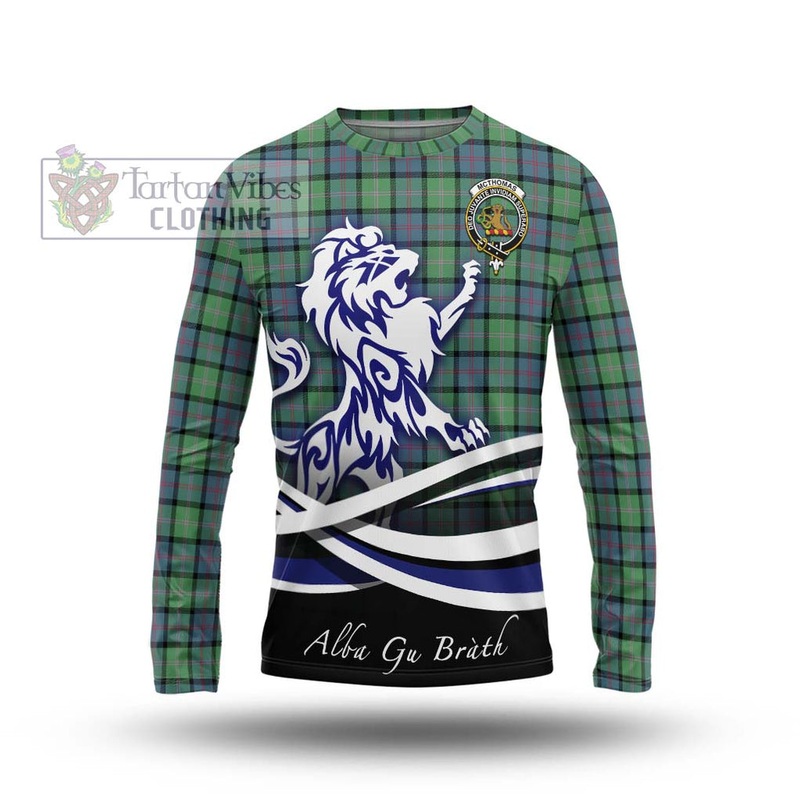 McThomas Ancient Tartan Long Sleeve T-Shirt with Alba Gu Brath Regal Lion Emblem