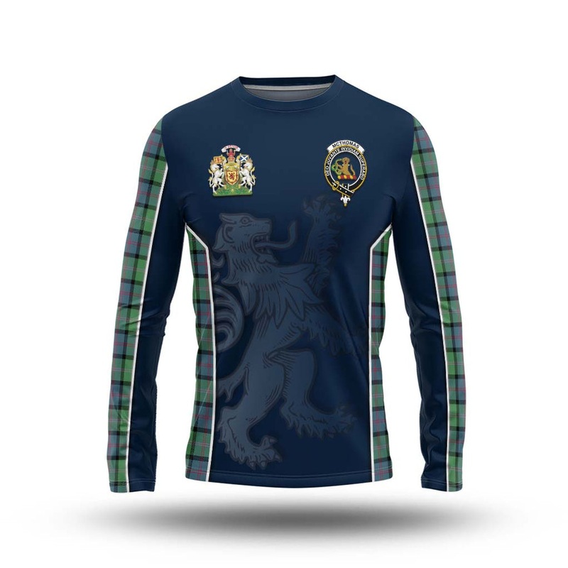 McThomas Ancient Tartan Long Sleeve T-Shirt with Family Crest and Lion Rampant Vibes Sport Style