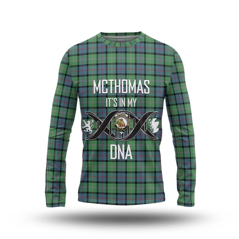 McThomas Ancient Tartan Long Sleeve T-Shirt with Family Crest DNA In Me Style