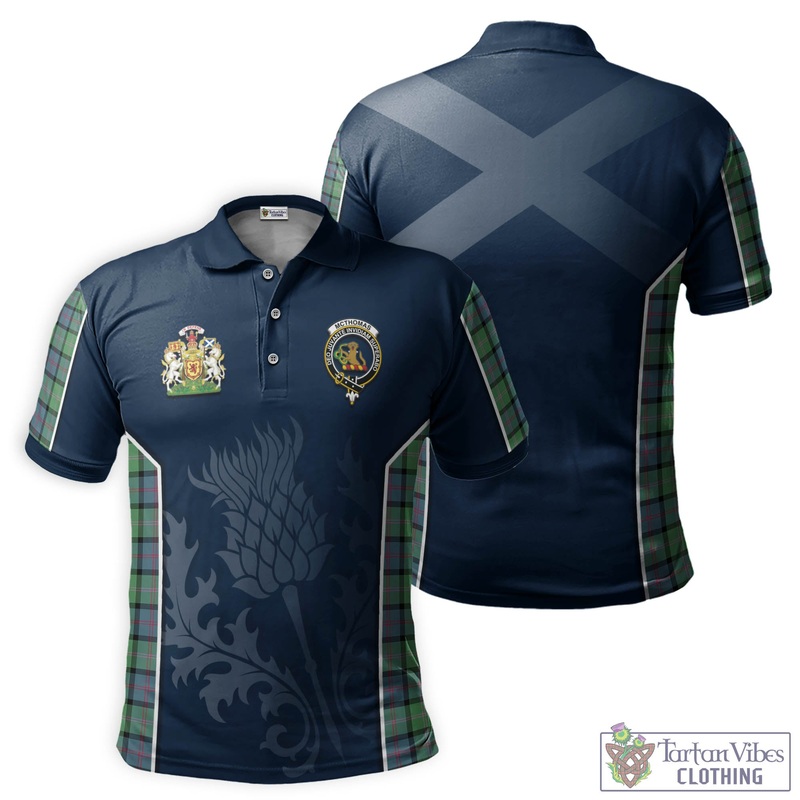 McThomas Ancient Tartan Men's Polo Shirt with Family Crest and Scottish Thistle Vibes Sport Style