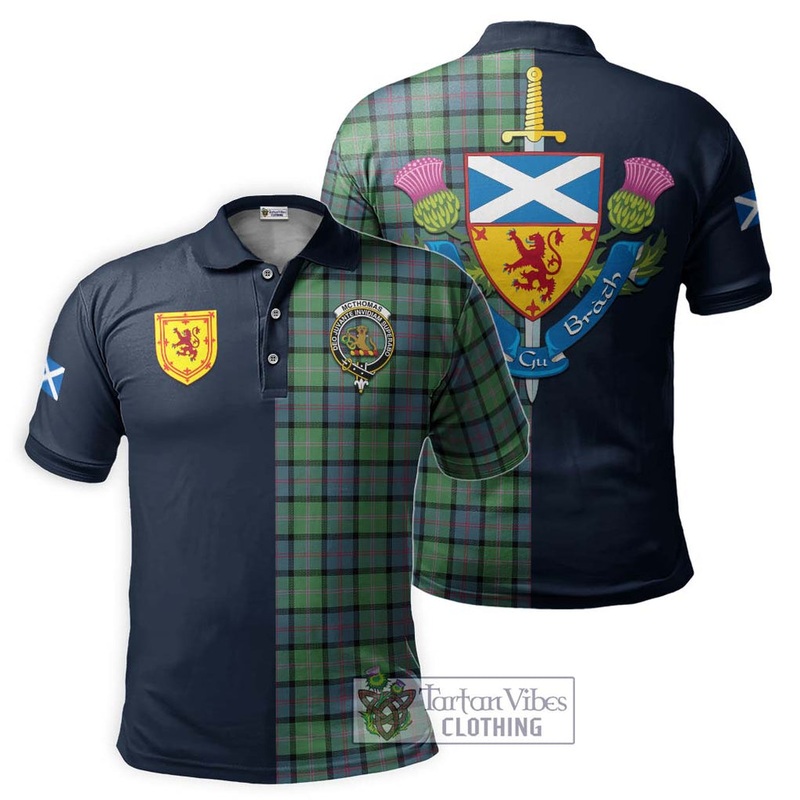 McThomas Ancient Tartan Polo Shirt Alba with Scottish Lion Royal Arm Half Style