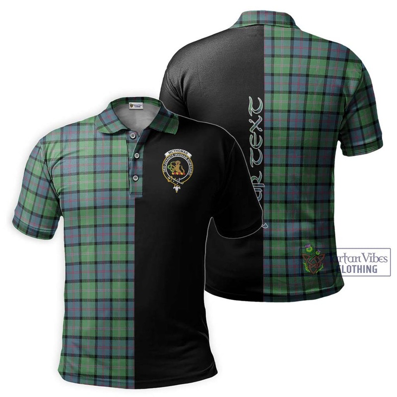 McThomas Ancient Tartan Polo Shirt with Family Crest and Half Of Me Style