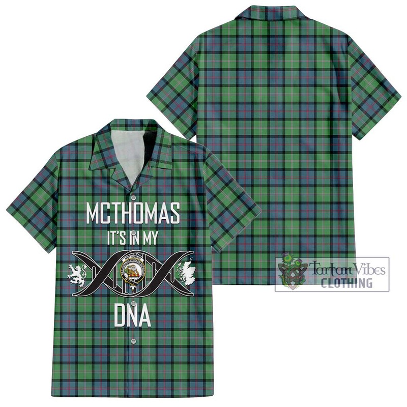 McThomas Ancient Tartan Short Sleeve Button Shirt with Family Crest DNA In Me Style