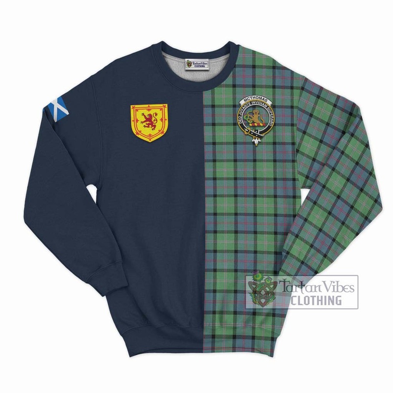 McThomas Ancient Tartan Sweatshirt Alba with Scottish Lion Royal Arm Half Style