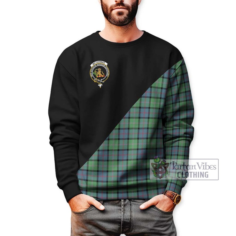 McThomas Ancient Tartan Sweatshirt with Family Crest and Military Logo Style