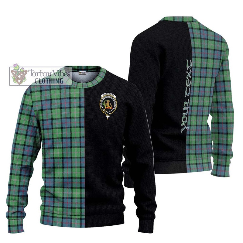 McThomas Ancient Tartan Ugly Sweater with Family Crest and Half Of Me Style