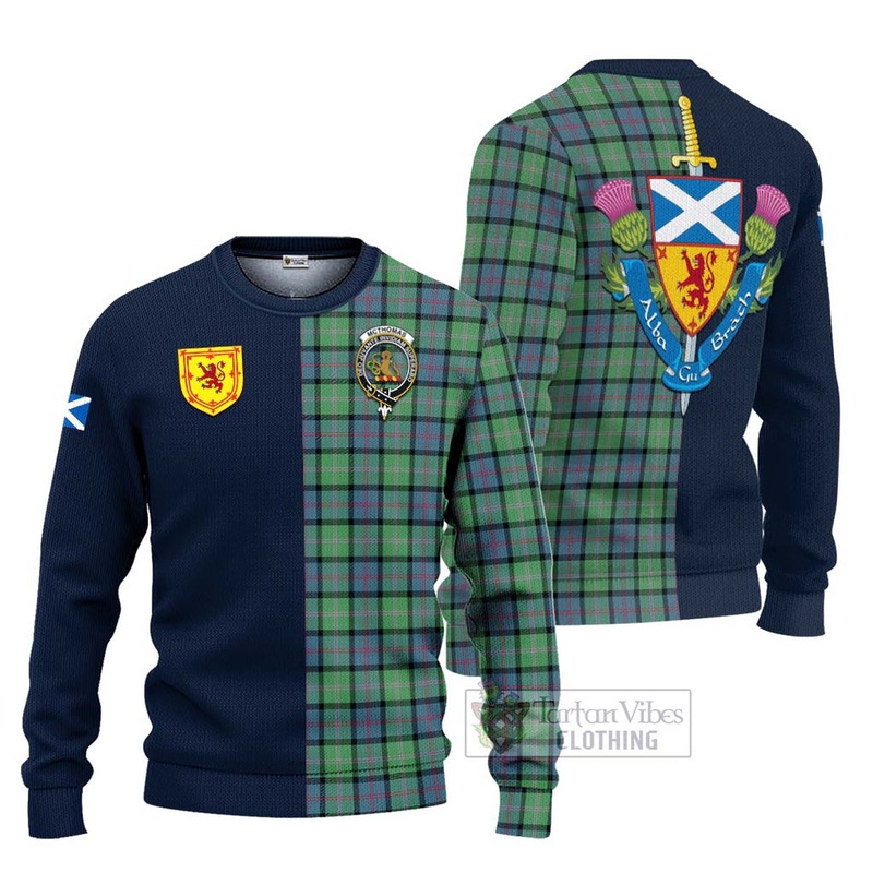 McThomas Ancient Tartan Ugly Sweater with Scottish Lion Royal Arm Half Style