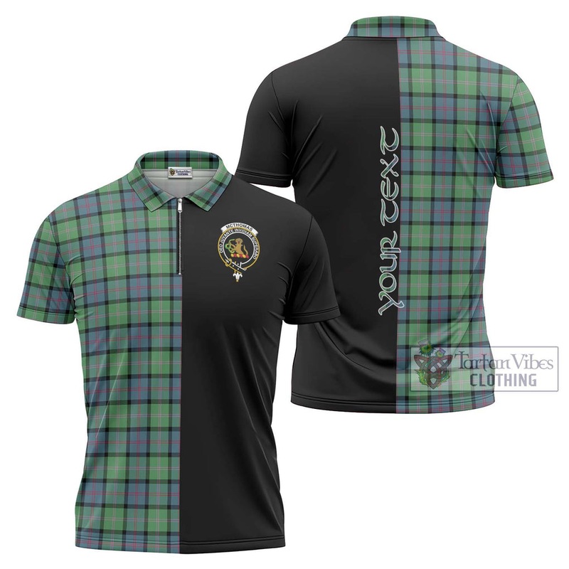McThomas Ancient Tartan Zipper Polo Shirt with Family Crest and Half Of Me Style