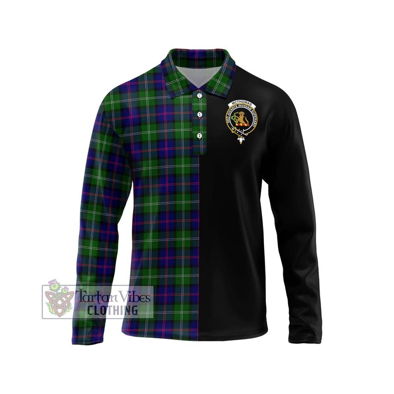McThomas Modern Tartan Long Sleeve Polo Shirt with Family Crest and Half Of Me Style