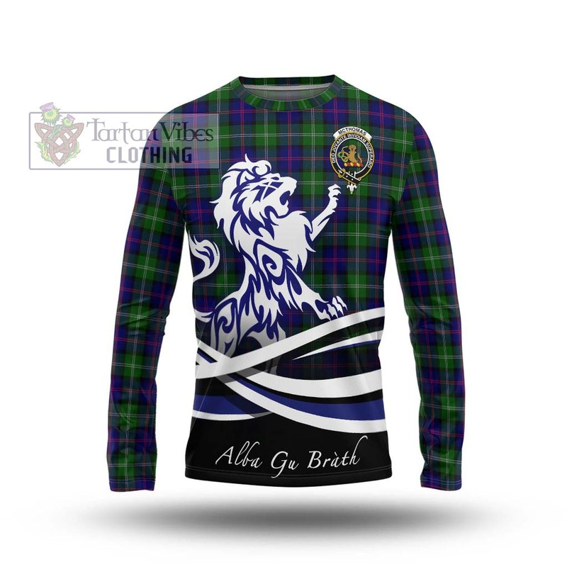 McThomas Modern Tartan Long Sleeve T-Shirt with Alba Gu Brath Regal Lion Emblem