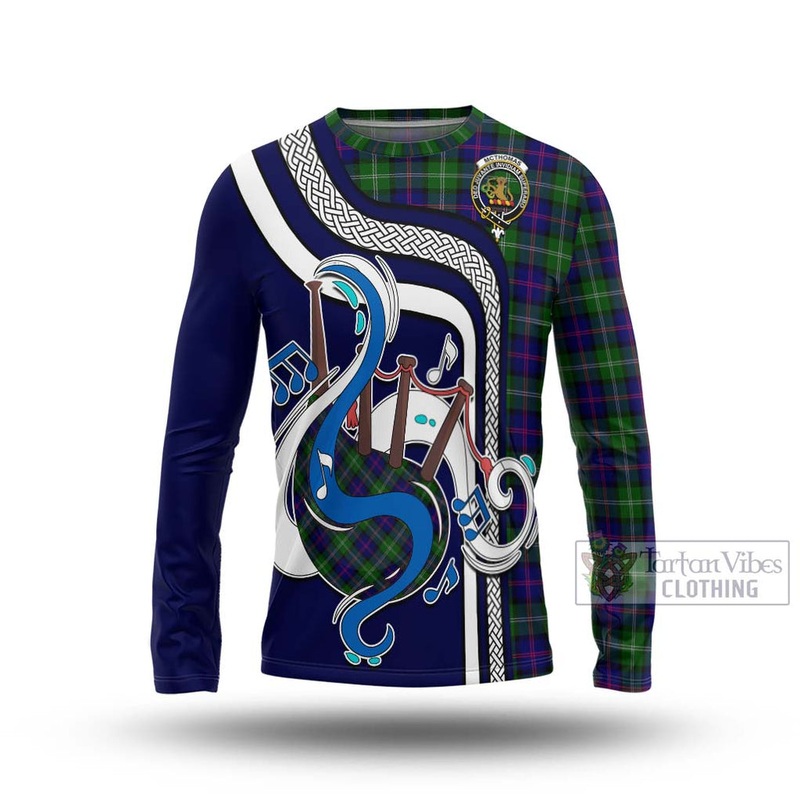 McThomas Modern Tartan Long Sleeve T-Shirt with Epic Bagpipe Style