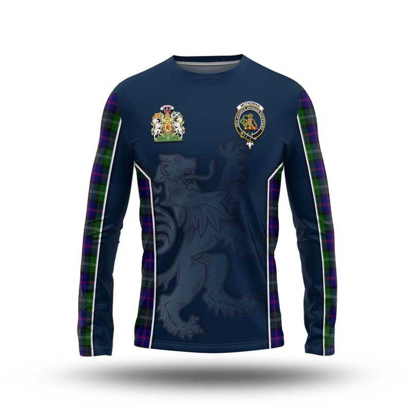McThomas Modern Tartan Long Sleeve T-Shirt with Family Crest and Lion Rampant Vibes Sport Style
