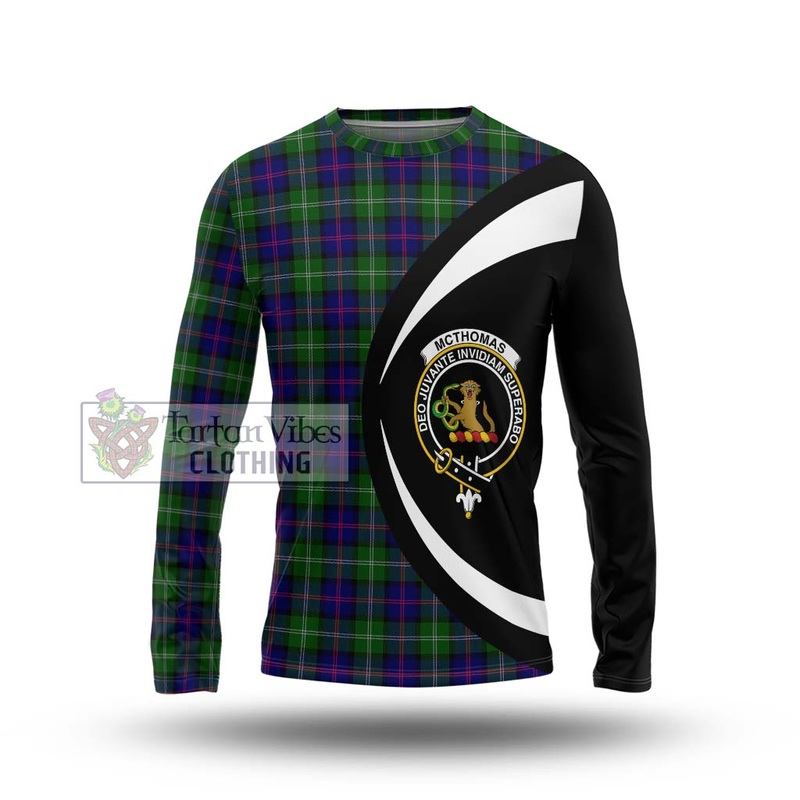 McThomas Modern Tartan Long Sleeve T-Shirt with Family Crest Circle Style