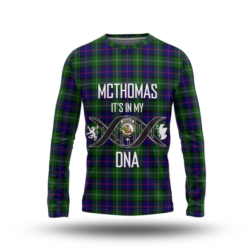 McThomas Modern Tartan Long Sleeve T-Shirt with Family Crest DNA In Me Style