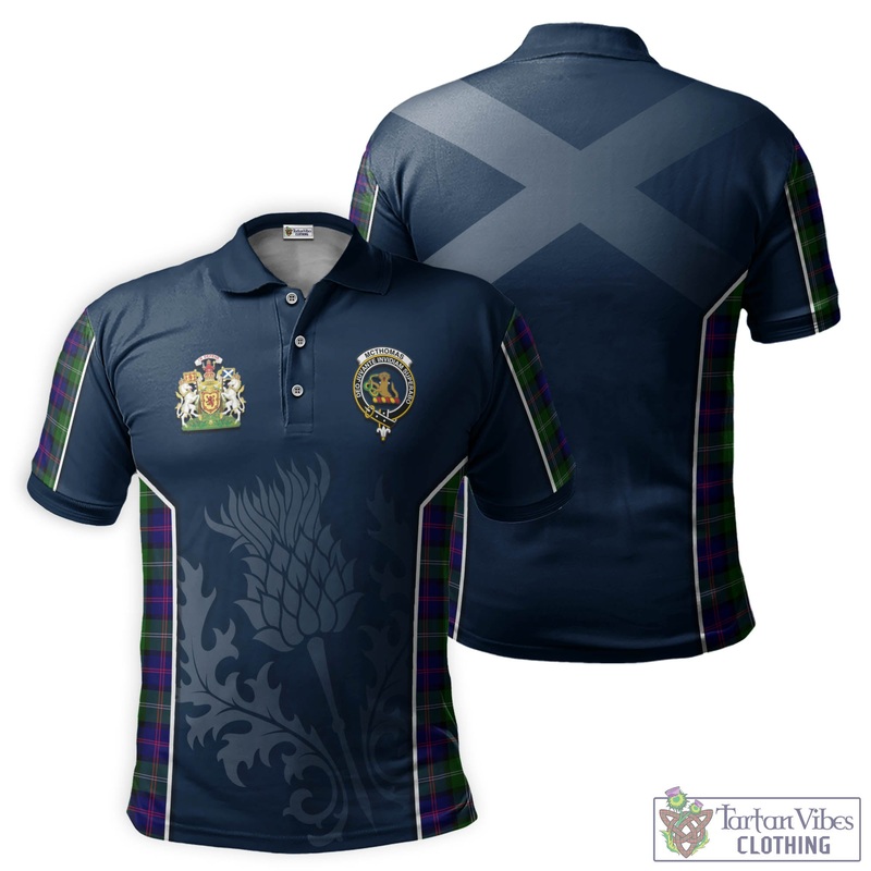 McThomas Modern Tartan Men's Polo Shirt with Family Crest and Scottish Thistle Vibes Sport Style