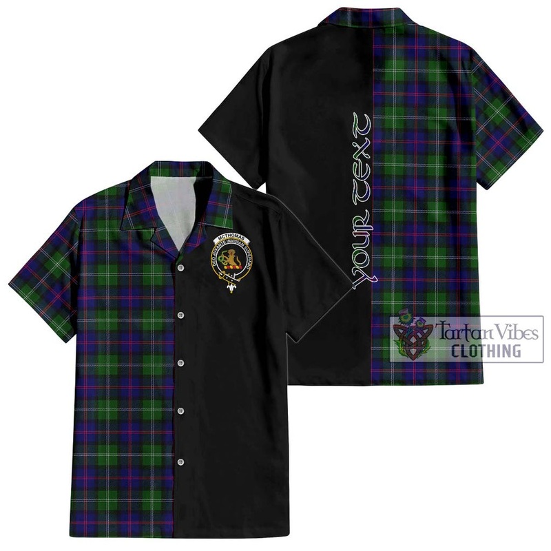 McThomas Modern Tartan Short Sleeve Button Shirt with Family Crest and Half Of Me Style