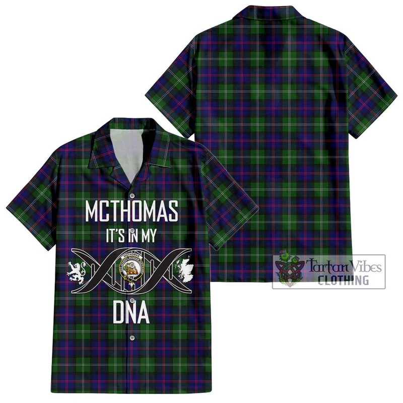McThomas Modern Tartan Short Sleeve Button Shirt with Family Crest DNA In Me Style