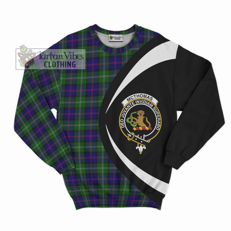McThomas Modern Tartan Sweatshirt with Family Crest Circle Style