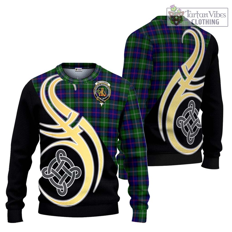 McThomas Modern Tartan Ugly Sweater with Family Crest and Celtic Symbol Style