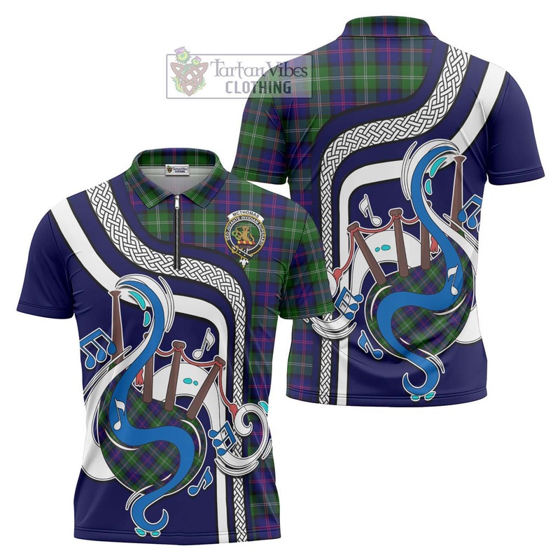 McThomas Modern Tartan Zipper Polo Shirt with Epic Bagpipe Style