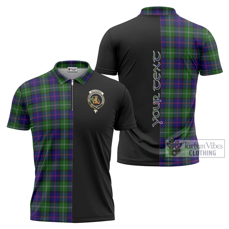 McThomas Modern Tartan Zipper Polo Shirt with Family Crest and Half Of Me Style