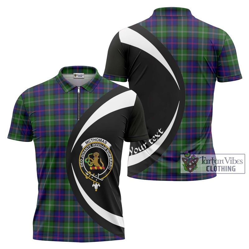 McThomas Modern Tartan Zipper Polo Shirt with Family Crest Circle Style