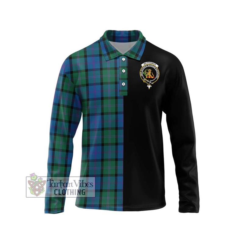 McThomas Tartan Long Sleeve Polo Shirt with Family Crest and Half Of Me Style