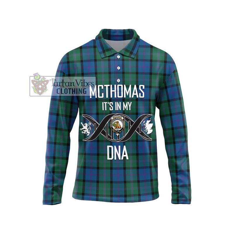 McThomas Tartan Long Sleeve Polo Shirt with Family Crest DNA In Me Style