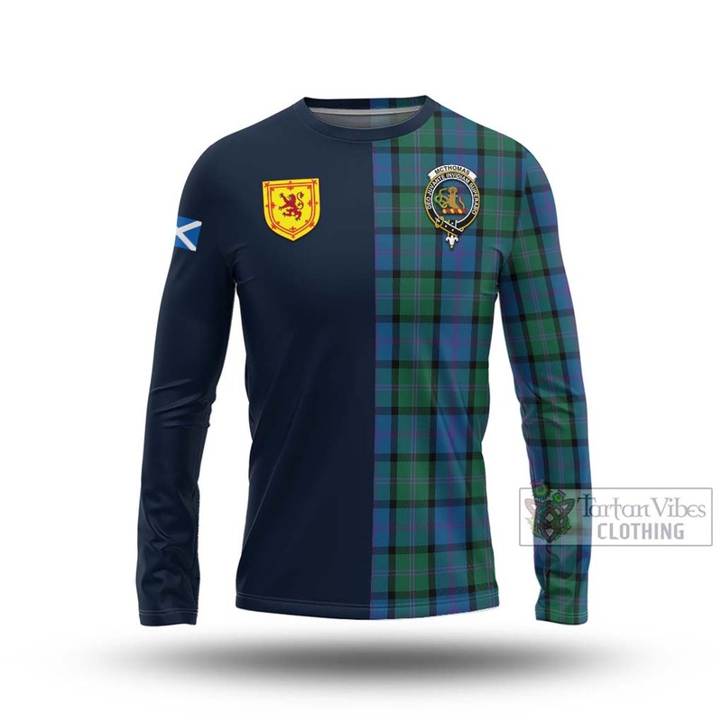 McThomas Tartan Long Sleeve T-Shirt Alba with Scottish Lion Royal Arm Half Style