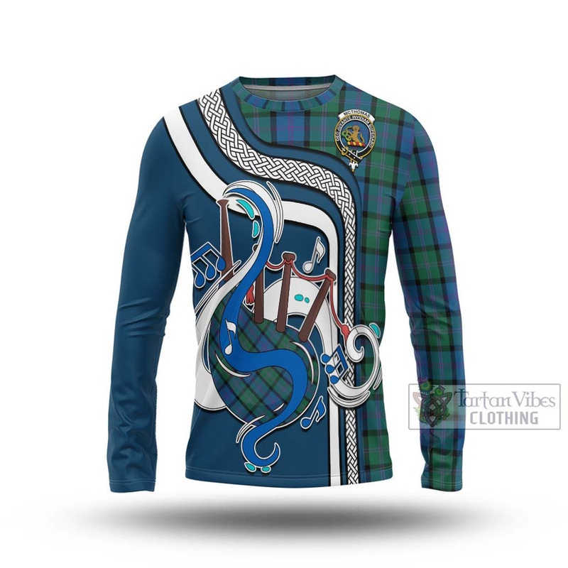 McThomas Tartan Long Sleeve T-Shirt with Epic Bagpipe Style