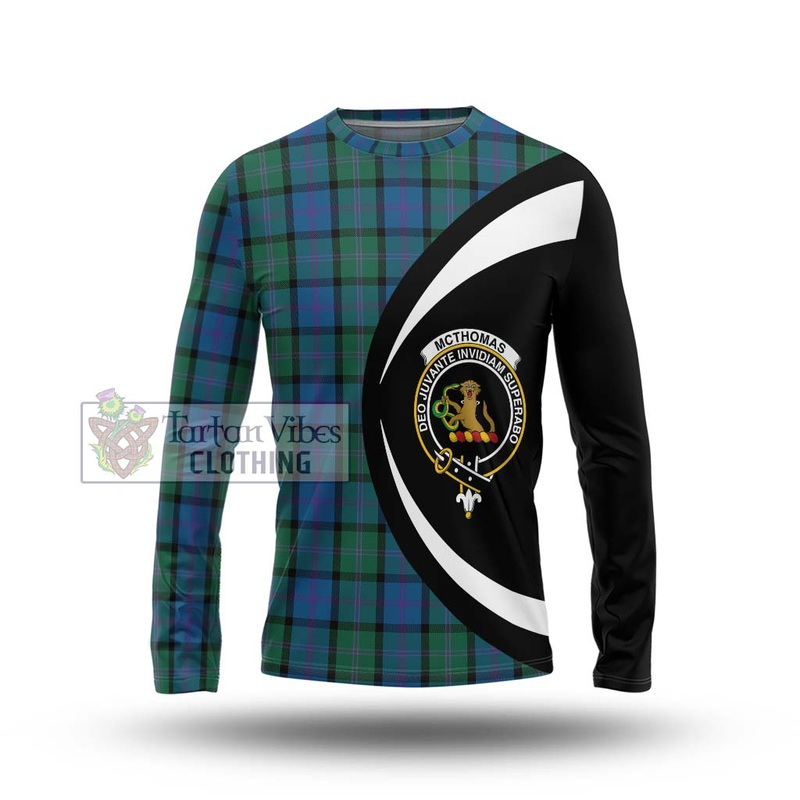McThomas Tartan Long Sleeve T-Shirt with Family Crest Circle Style