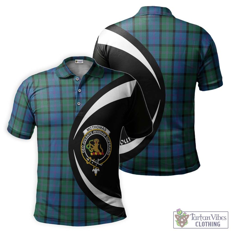 McThomas Tartan Men's Polo Shirt with Family Crest Circle Style