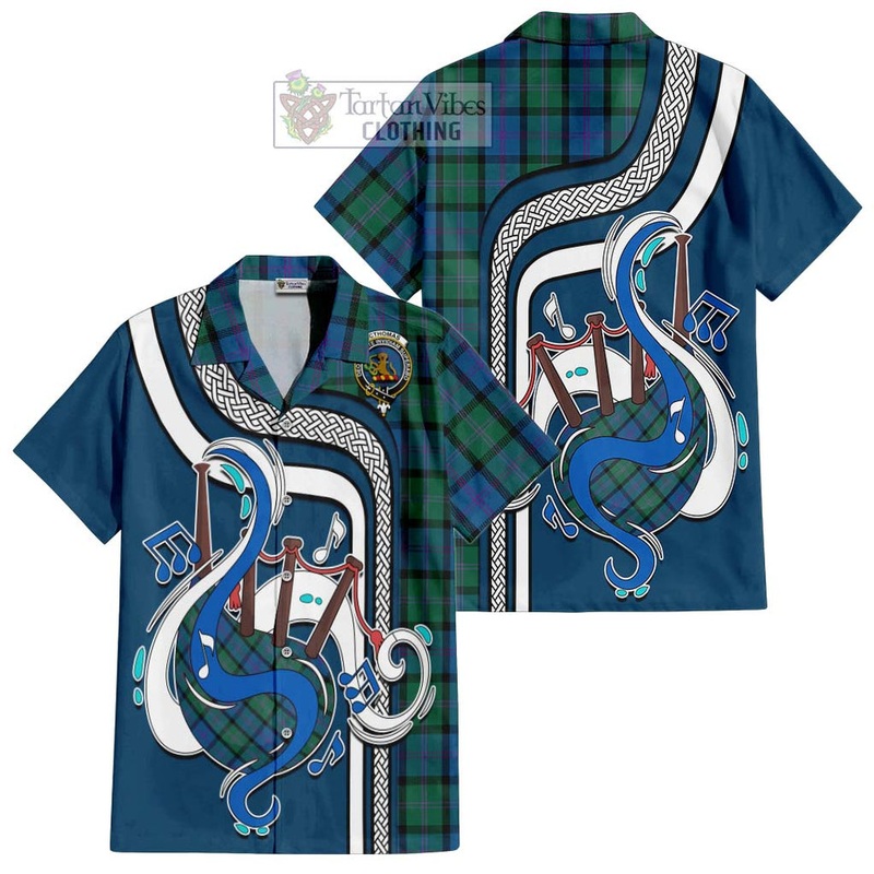 McThomas Tartan Short Sleeve Button Shirt with Epic Bagpipe Style