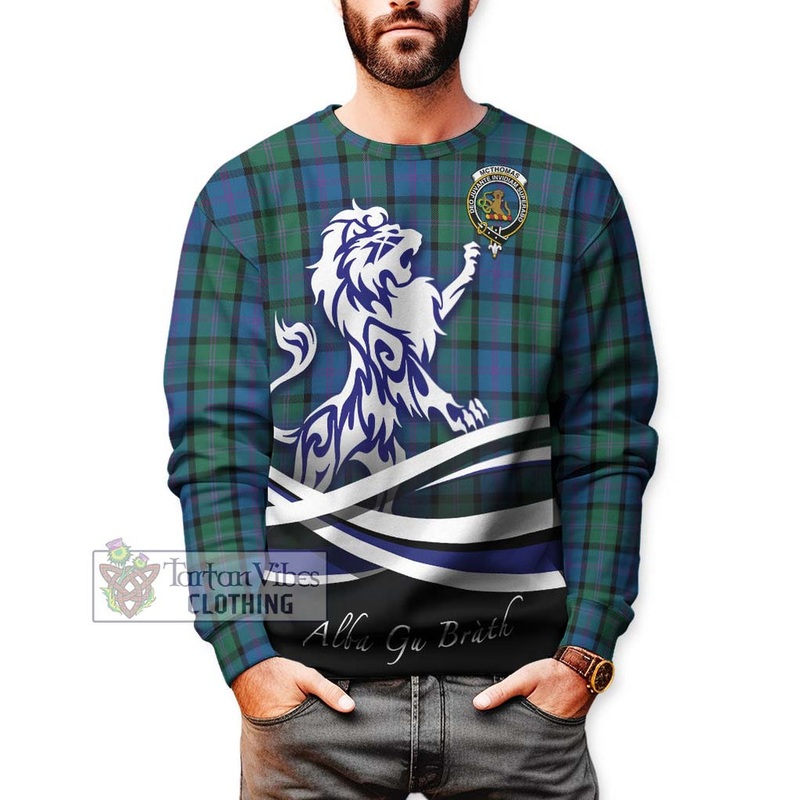 McThomas Tartan Sweatshirt with Alba Gu Brath Regal Lion Emblem
