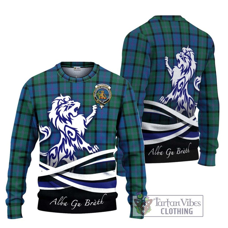 McThomas Tartan Ugly Sweater with Alba Gu Brath Regal Lion Emblem