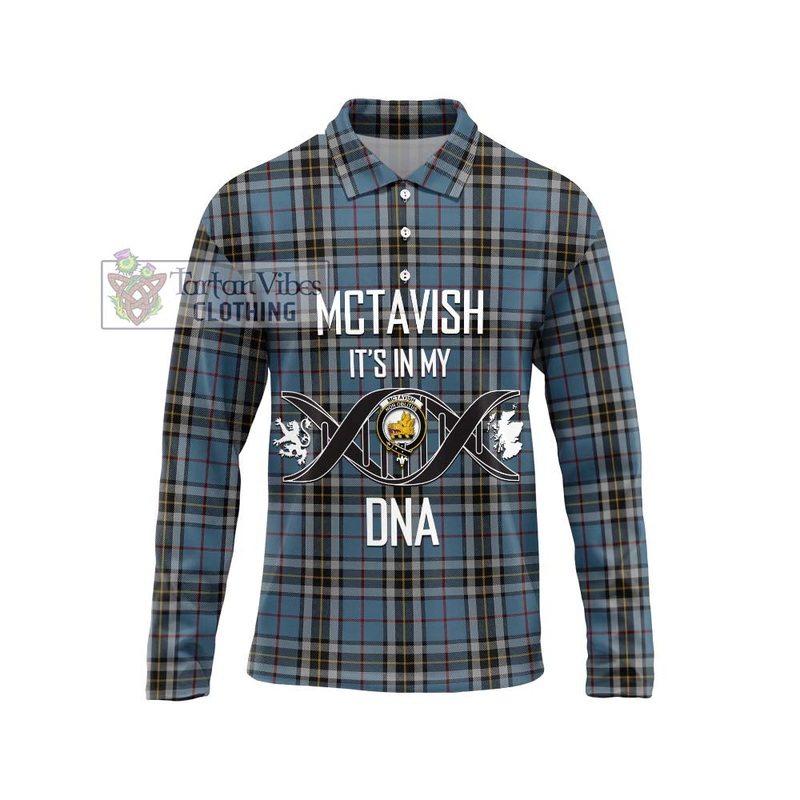 McTavish Dress Tartan Long Sleeve Polo Shirt with Family Crest DNA In Me Style