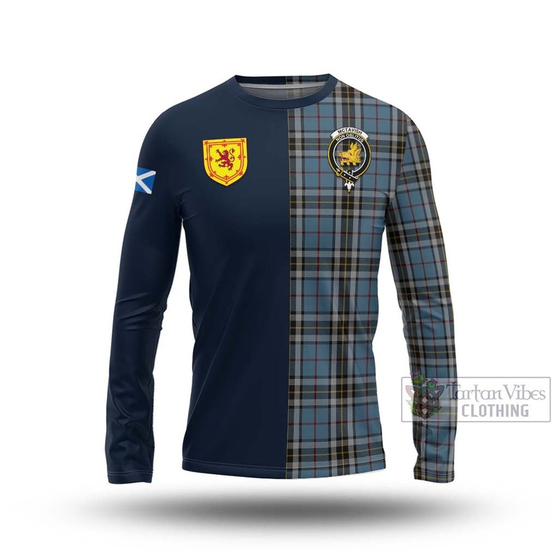 McTavish Dress Tartan Long Sleeve T-Shirt Alba with Scottish Lion Royal Arm Half Style