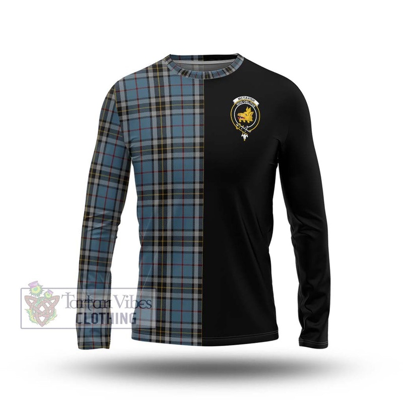 McTavish Dress Tartan Long Sleeve T-Shirt with Family Crest and Half Of Me Style