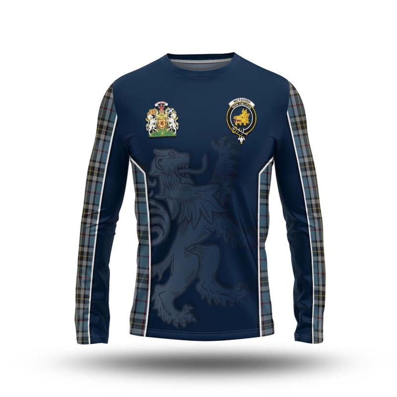 McTavish Dress Tartan Long Sleeve T-Shirt with Family Crest and Lion Rampant Vibes Sport Style