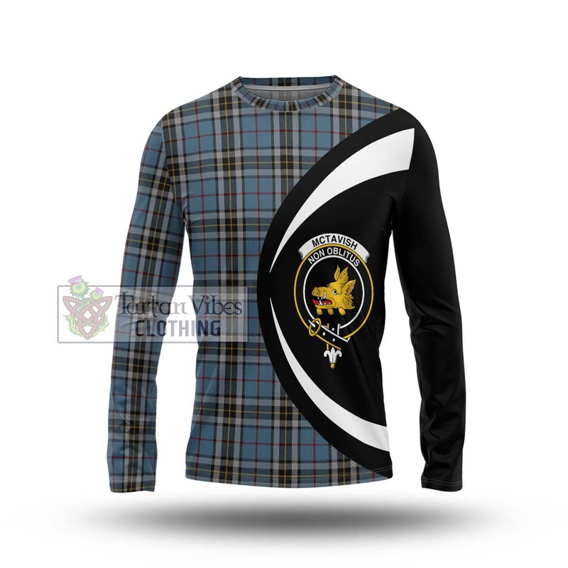 McTavish Dress Tartan Long Sleeve T-Shirt with Family Crest Circle Style