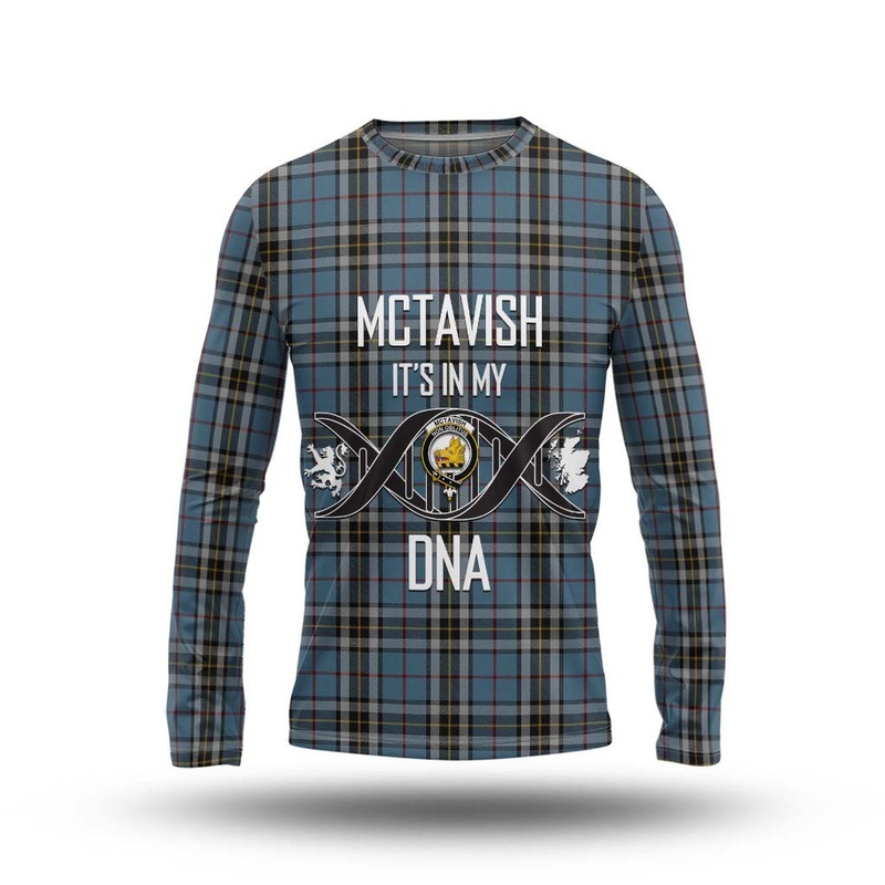 McTavish Dress Tartan Long Sleeve T-Shirt with Family Crest DNA In Me Style