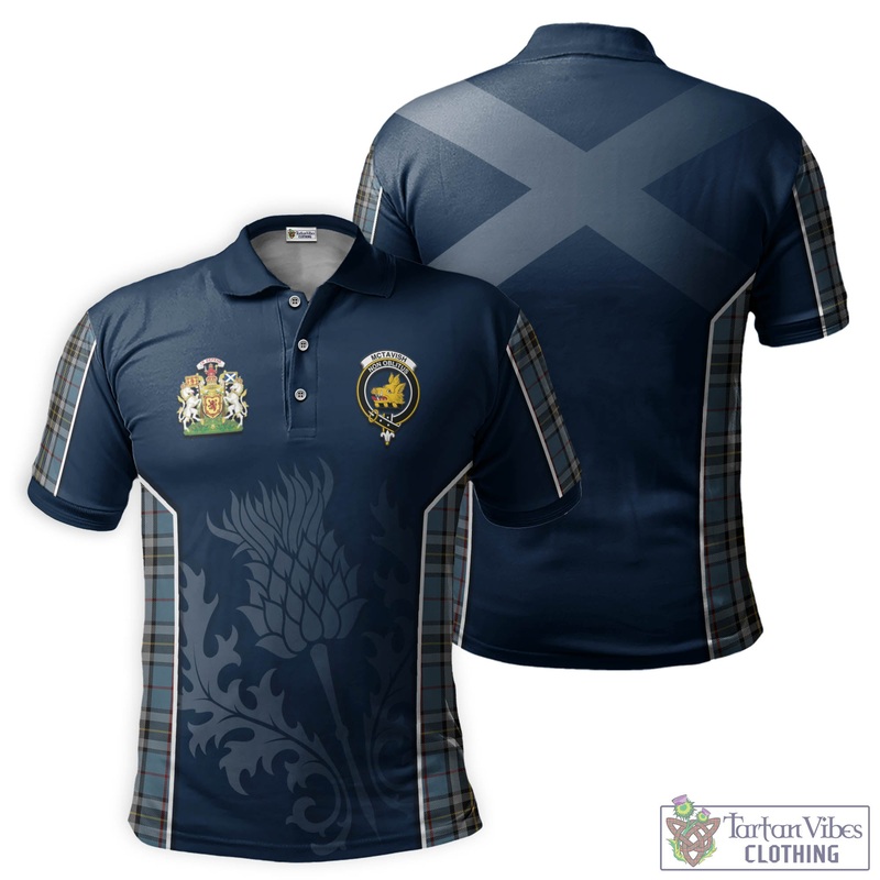 McTavish Dress Tartan Men's Polo Shirt with Family Crest and Scottish Thistle Vibes Sport Style